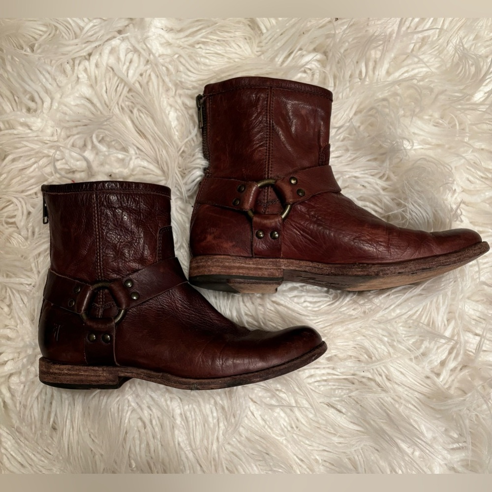 Frye Dark Brown Leather Ankle Booties - Picture 5 of 10